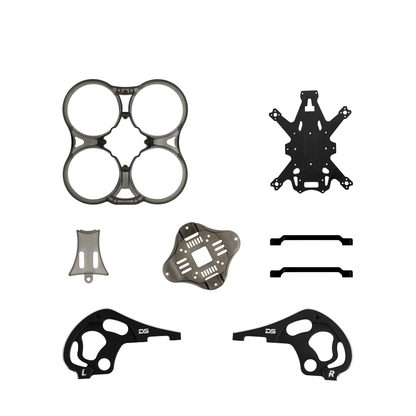 DeepSpace Stellar25 O4Pro FPV quadcopter replacement parts kit with ducted frame, plates, and L/R side pieces