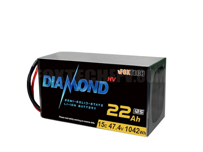 Diamond 47.4V battery for UAV drones, semi-solid Li-ion, 4.45V per cell, 17,500-38,000mAh capacity.