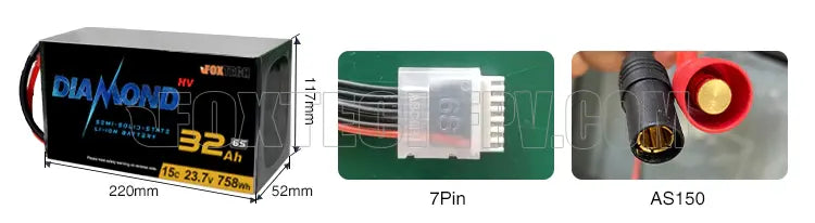 The Diamond 6S HV Series battery is a semi-solid Li-ion battery with 4.45V/cell capacity, available in various sizes.