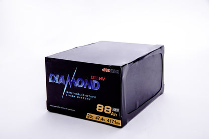 Diamond HVT 12S lithium-ion battery features high voltage, capacities from 22Ah to 88Ah, and operating temp range of -40°C to 60°C.