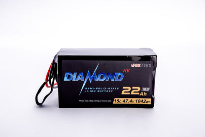 Diamond HVT-12S battery specs: 47.4V, 22Ah, supports 35-88Ah capacity, suitable for drones and ultra-low temperature use (-40°C~60°C).