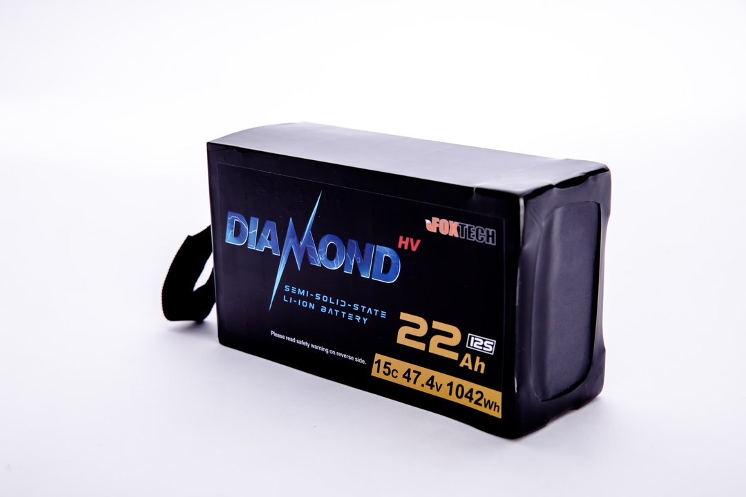 Diamond HVT 12S battery for drone use, ultra-low temperature and semi-solid Li-ion design.