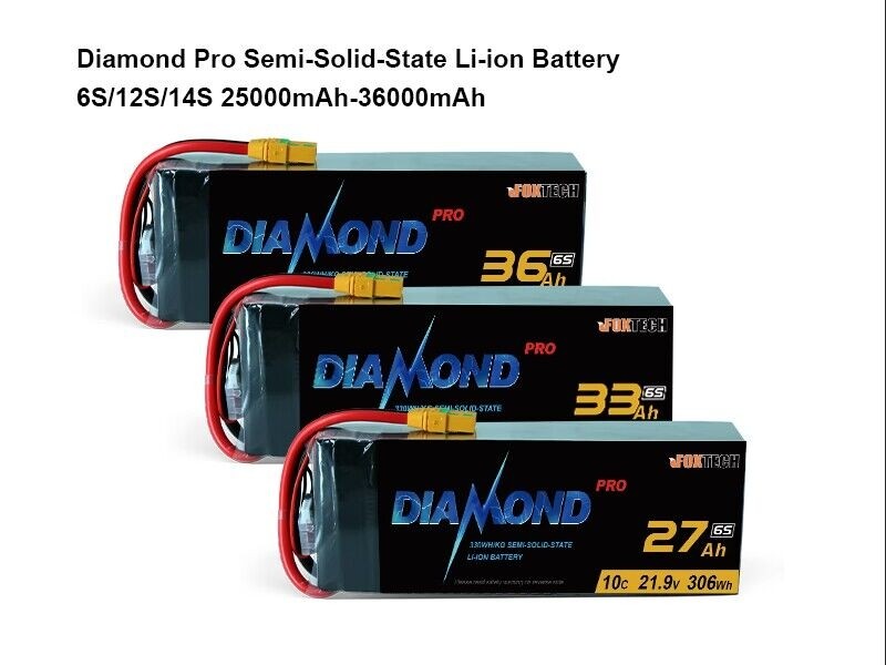 Diamond Pro 12S lithium-ion battery features 43.8V voltage, 27Ah capacity, and 330W/kg power density for semi-solid-state energy storage.