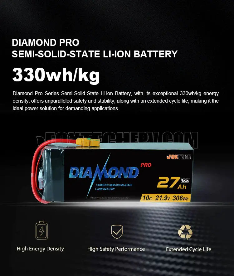 Diamond Pro 14S Li-ion UAV Battery, Diamond Pro Series battery features exceptional energy density, safety, and stability for demanding applications.