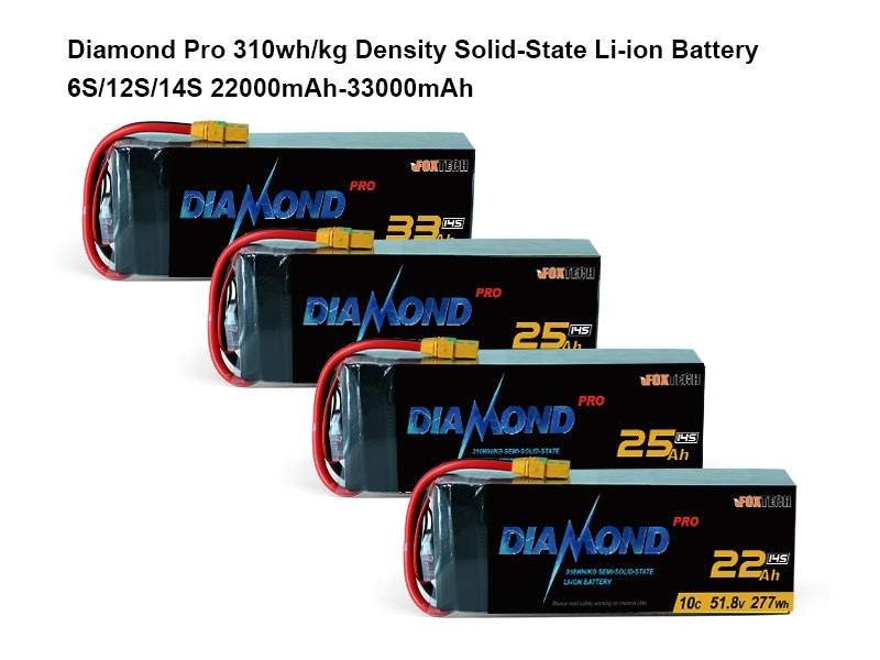 Diamond Pro 6S high-energy battery for UAV drones, offering 22.2V and 310WH/kg density.