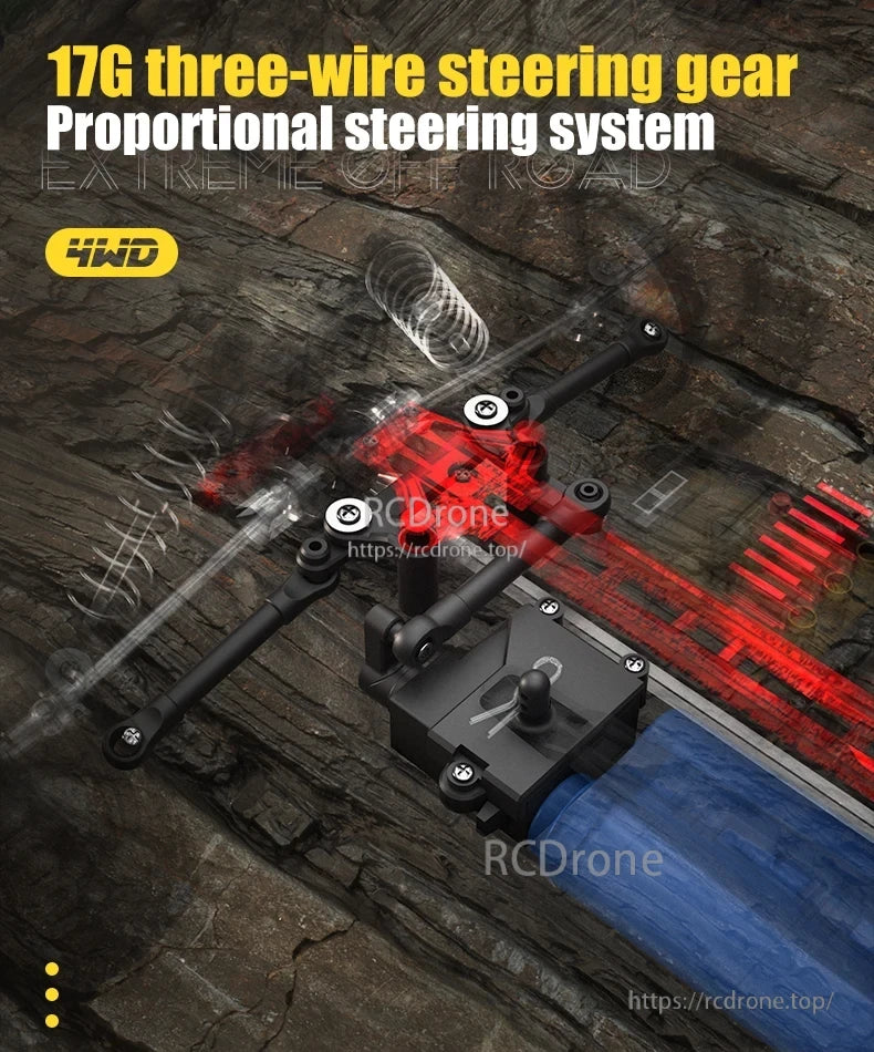 Dishuo Q130 RC Truck, 17G three-wire steering gear, proportional steering system, 4WD, extreme off-road