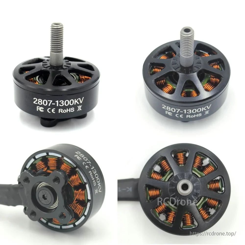 Dogmang 2807 Series Brushless Motor, Dogmang 2807 1300KV brushless motor, FC/CE/RoHS compliant. Compact, visible copper windings, central screw for secure attachment.
