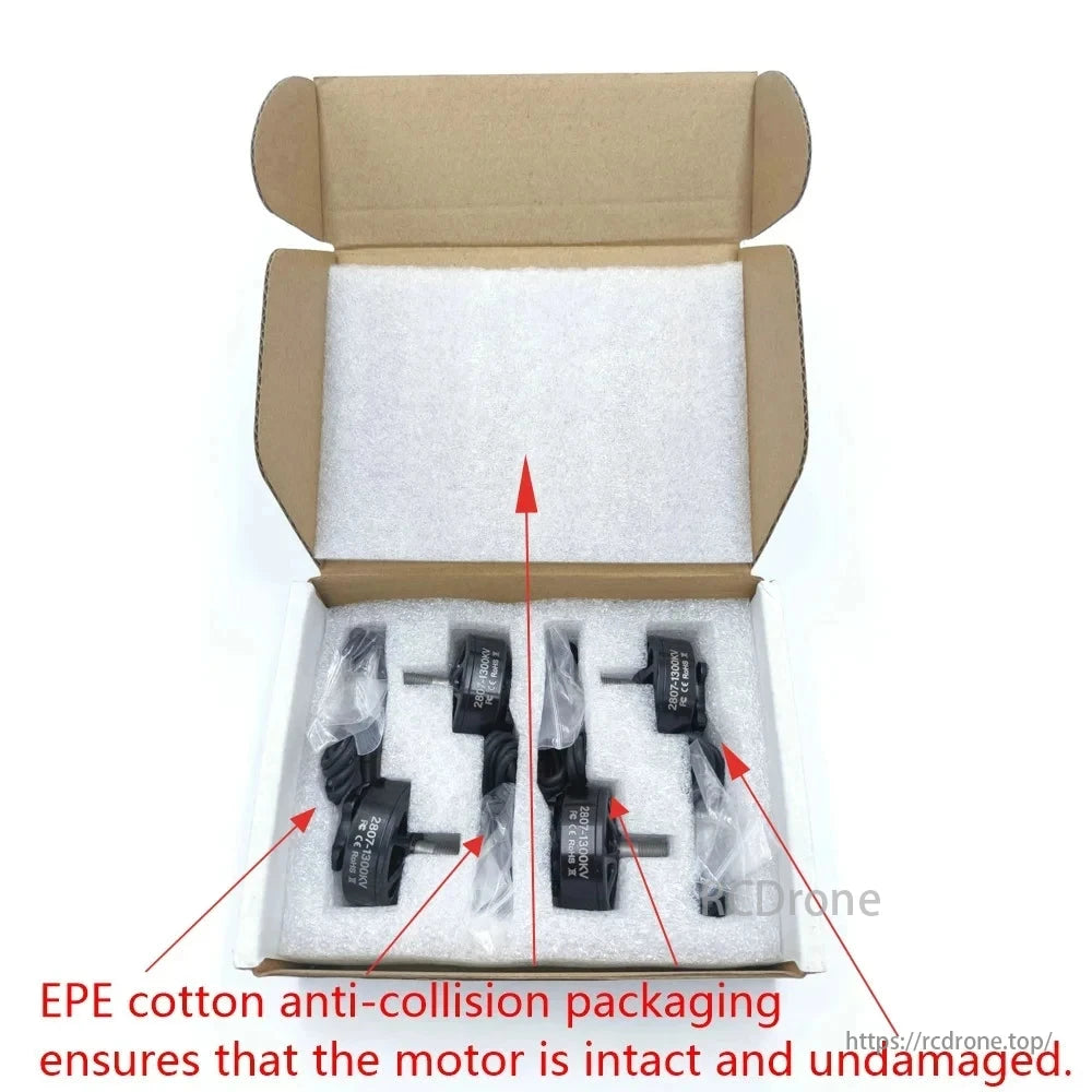 Dogmang 2807 Series Brushless Motor, Dogmang 2807 motors in EPE cotton anti-collision packaging.
