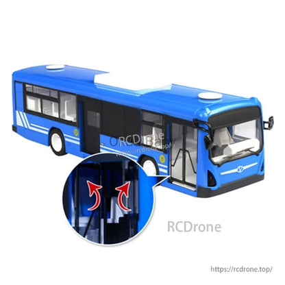 Double E 6Ch RC Bus: 1:14 scale, 2.4G remote, auto doors, sound, lights, 33.5 cm, ready-to-run model.