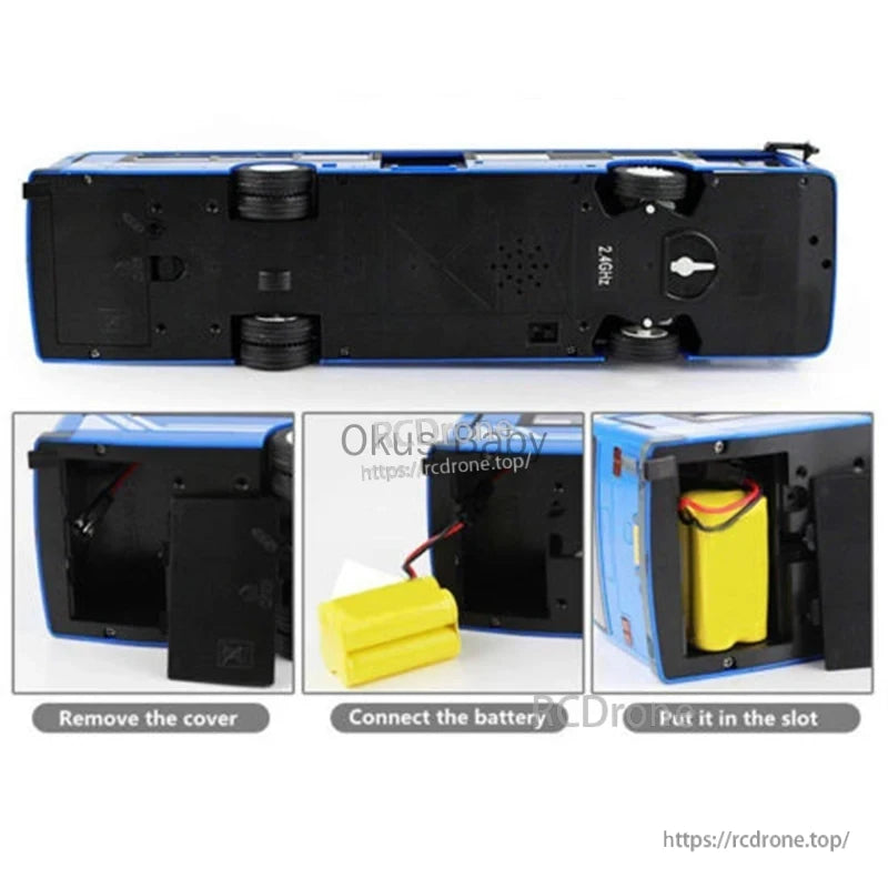 Double E 6Ch RC Bus, Remove cover, connect battery, insert into slot for RC bus.