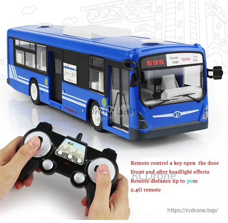 Double E 6Ch RC Bus, RC Bus with Remote Control, Door Open, Lights, 30m Range, 2.4G