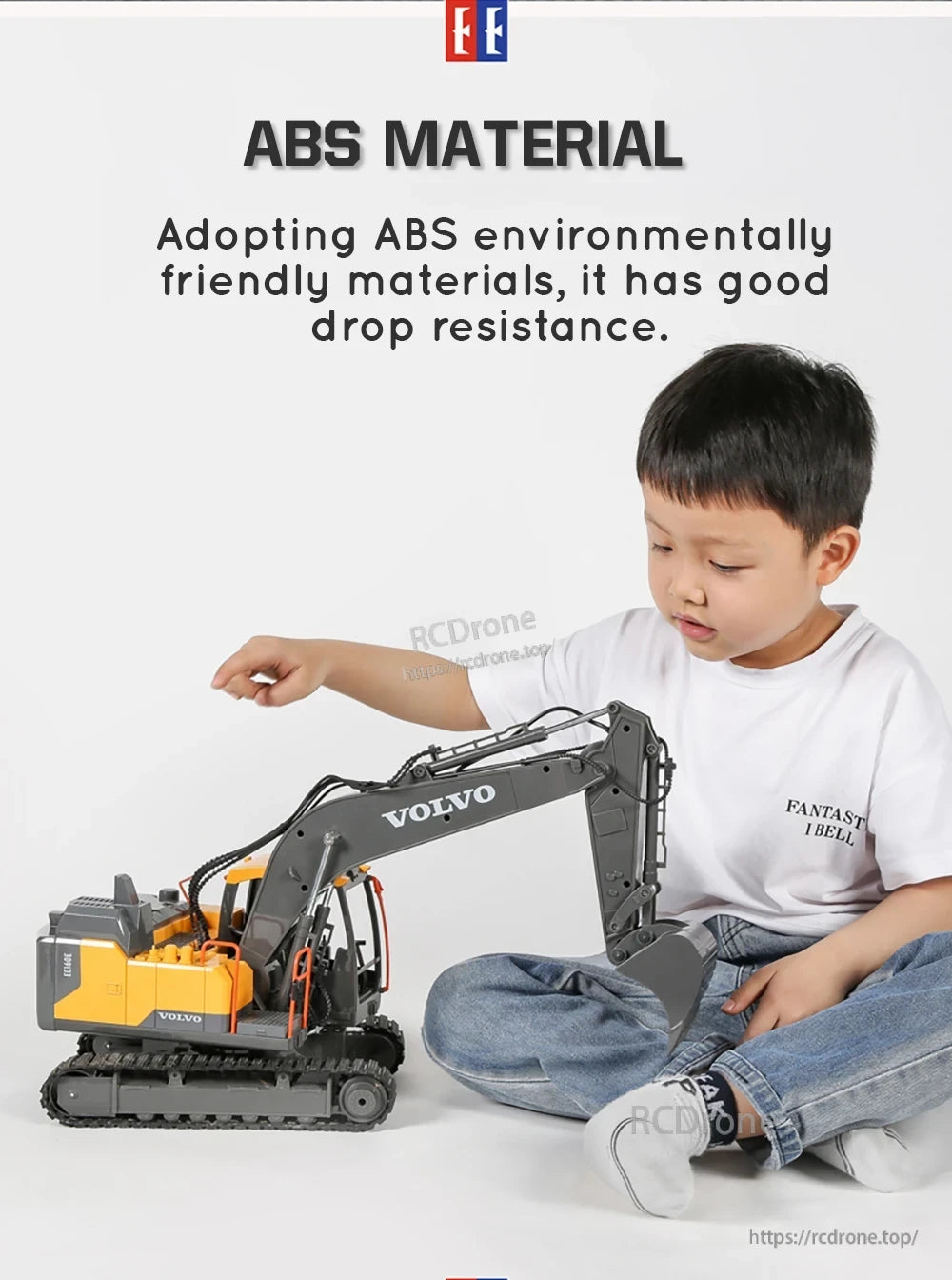 Double E E568 RC Excavator, ABS material, environmentally friendly, good drop resistance, Volvo excavator toy.