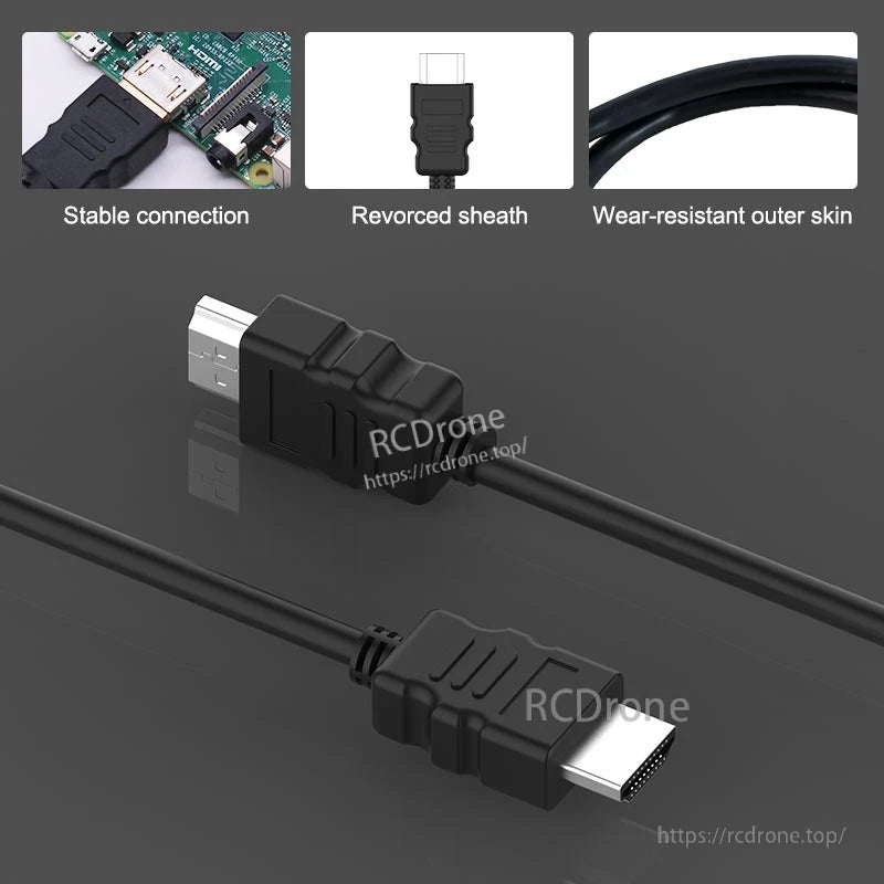 HDMI male connector close-up showing reinforced strain relief and outer jacket details