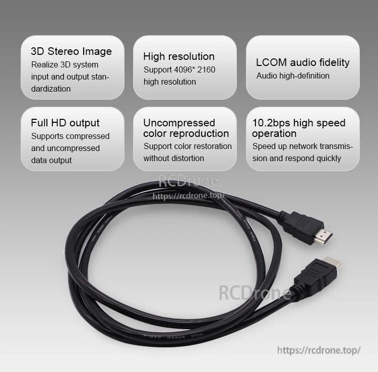 Double HDMI HD data cable performance highlights: 4096×2160 resolution, 3D support, 10.2 Gbps, HD audio