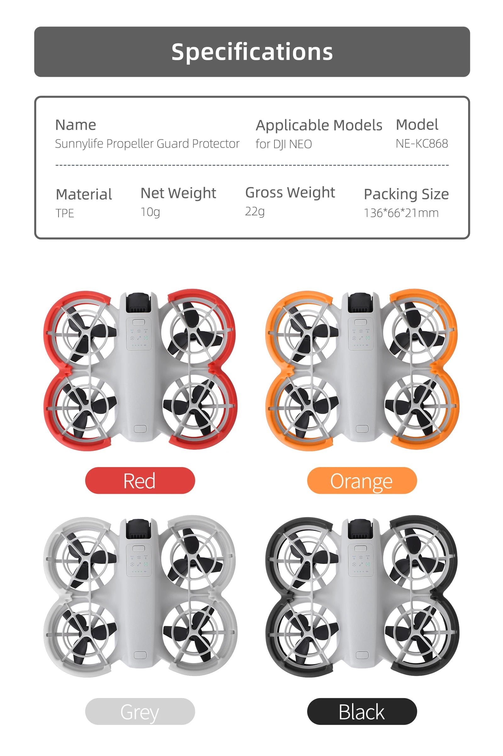 Drone Propeller Guard, Protective Cover for DJI Neo Drone Propellers