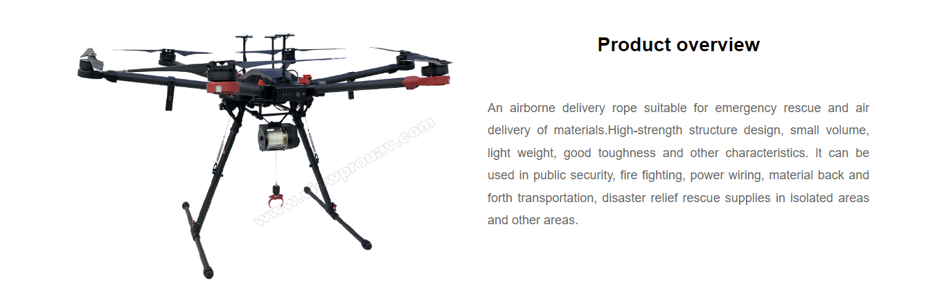 Drone Winch 30, Aerial delivery rope for emergency rescue and air delivery, suitable for public security, firefighting, and disaster relief.