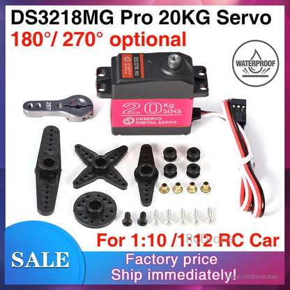 Dsservo DS3218 PRO - 20KG 180 ° 270 ° Servo à prova d'água 1/8 1/10 Servo digital de engrenagem de metal de alta velocidade para carros 1/8 1/10 RC