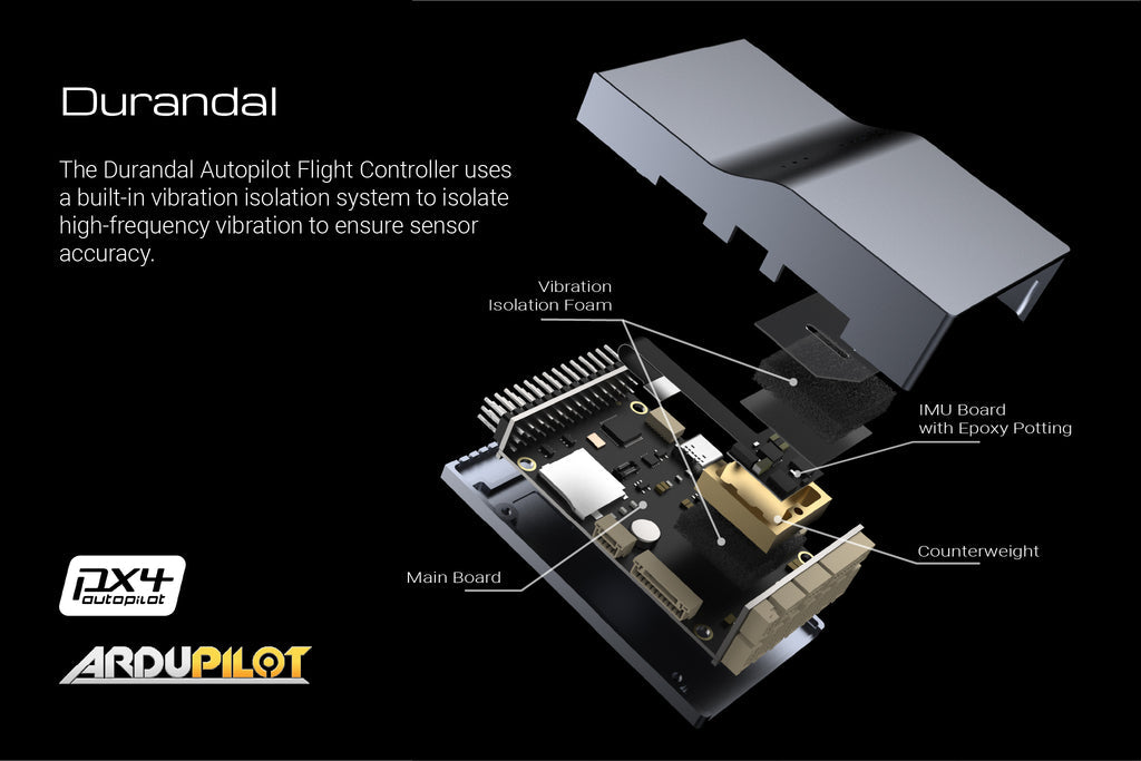 Holybro Durandal Autopilot Flight Controller - With PM02 12S PM06 14S Power Module M9N GPSN GPS 14 Holybro Durandal Autopilot Flight Controller, Durandal Autopilot Flight Controller uses a built-in vibration isolation system to isolate high
