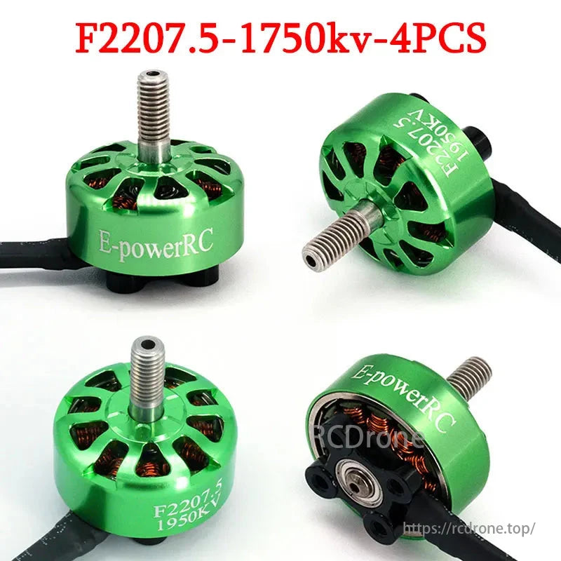 E-POWERRC F2207.5 brushless motor, 1750KV/1950KV/2550KV, designed for FPV 5-inch racing drones with 4-6S compatibility.