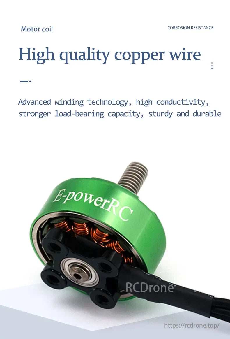 E-PowerRC F2207.5 Motor features high-quality copper wire, advanced winding, and high conductivity for superior performance.