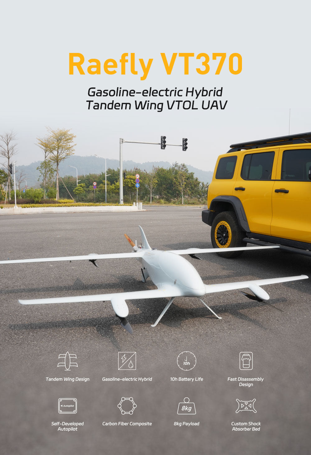 CUAV Raefly VT370 VTOL, Raefly VT370 Gasoline-electric Hybrid Tandem Wing