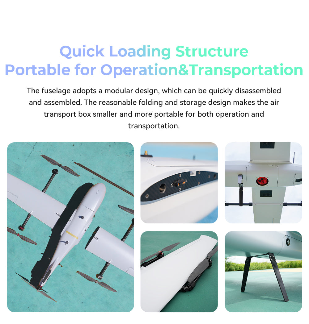 CUAV Raefly VT240 pro VTOL, quick loading structure can be quickly disassembled and assembled . reasonable folding and storage design makes