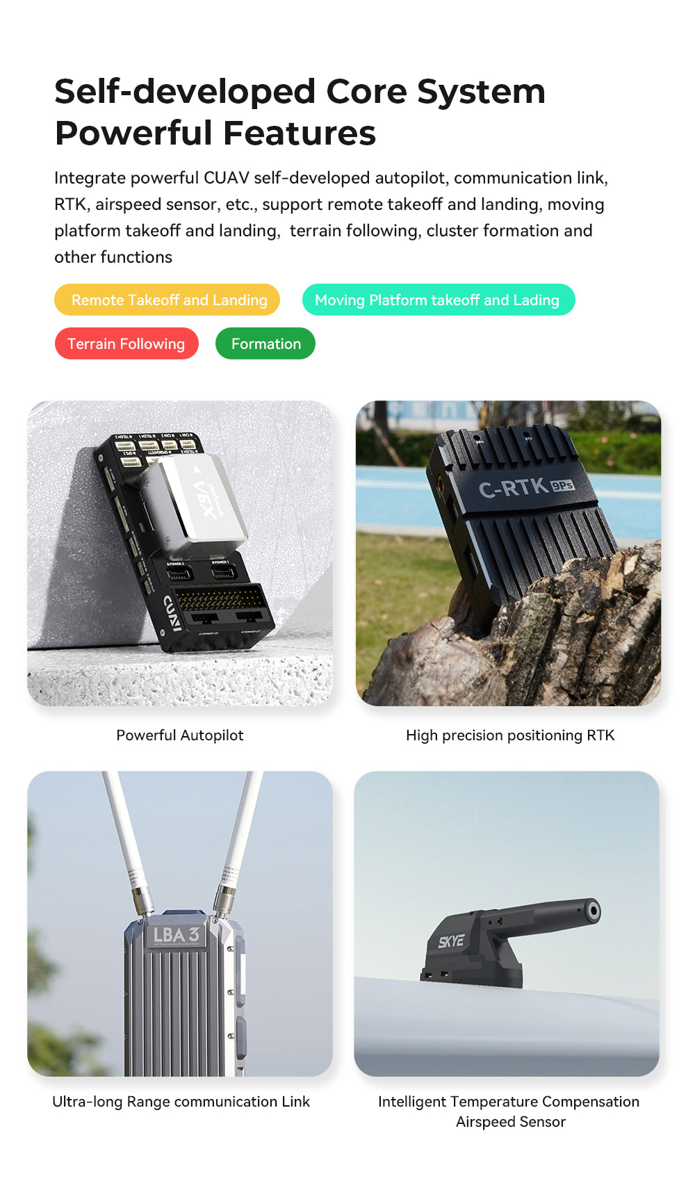 CUAV Raefly VT240 pro VTOL, Self-developed Core System Powerful Features Integrate powerful CUAV self-developed autopilot