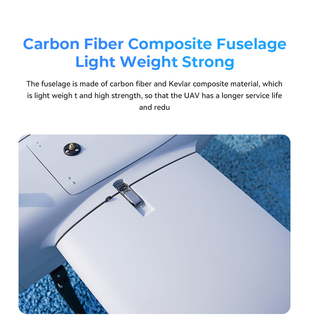 CUAV Raefly VT240 pro VTOL, carbon fiber and Kevlar composite material, which is light weight t and high strength