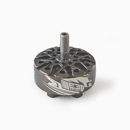 EMAX ECOIII 2808 brushless motor top view showing ventilated bell and threaded prop shaft