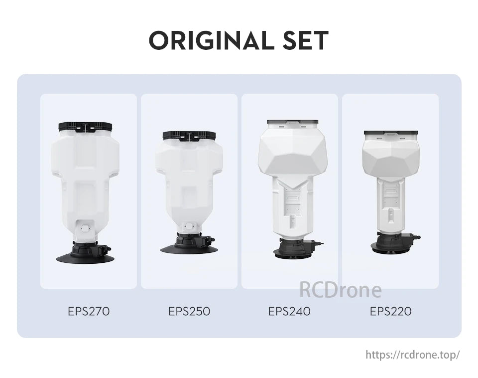 Agriculture drone accessory: EFT EPS200 Pro Granule Spreader with 12m width, IP67 rating, and smart fault feedback.