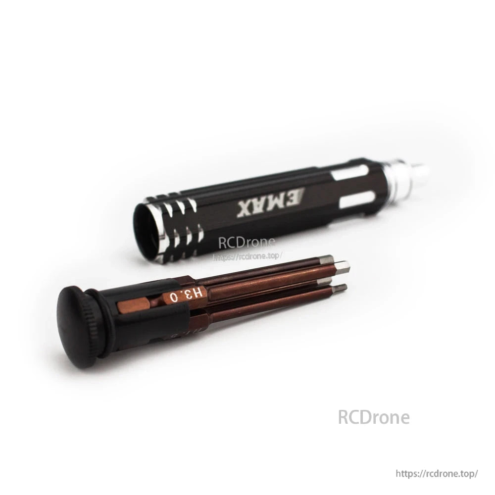 Hex bit set with size marking H3.0 on the bit holder, next to the EMAX handle