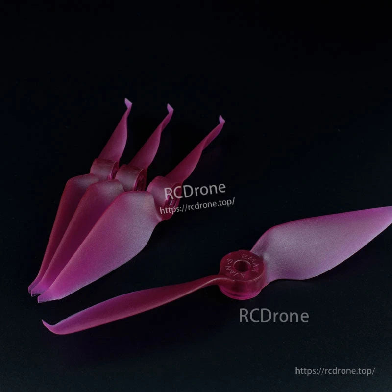 Purple translucent 2-blade FPV racing propeller set, four stacked props plus one single display