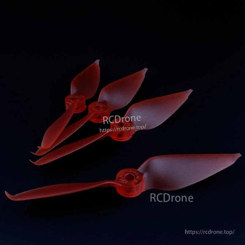 EMAX AVAN-S 5in 2-blade FPV racing propellers in red, set of four plus one single on black