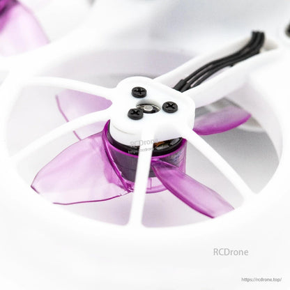 Installed prop close-up on ducted micro drone motor, showing screws and prop clearance
