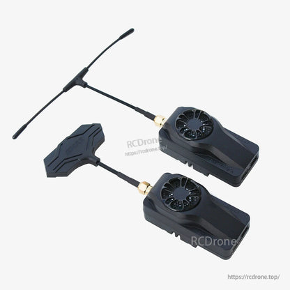 Two Aeris Link Micro modules front view showing fan-style cooling vents and antennas attached