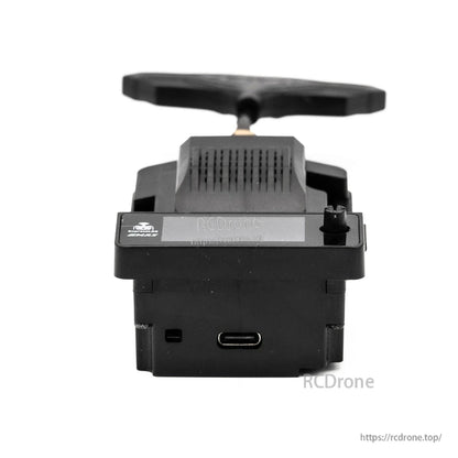 Rear view of Aeris Link TX module showing OLED window and USB-C port on the bottom edge