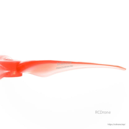 Side profile of propeller blade showing thin airfoil and curved tip