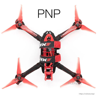 Top-down view of EMAX Buzz 245mm 5-inch freestyle FPV drone PNP with four red propellers