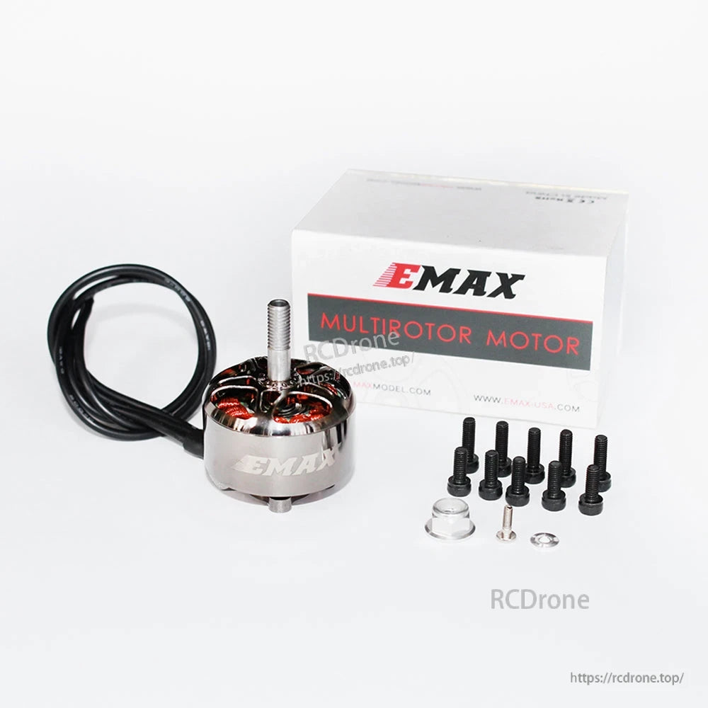 EMAX ECOII 2812 brushless motor kit with retail box, screws, prop adapter and hardware