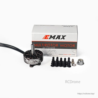 EMAX ECOIII 2207 Brushless Motor kit with retail box, mounting screws, washer and nut