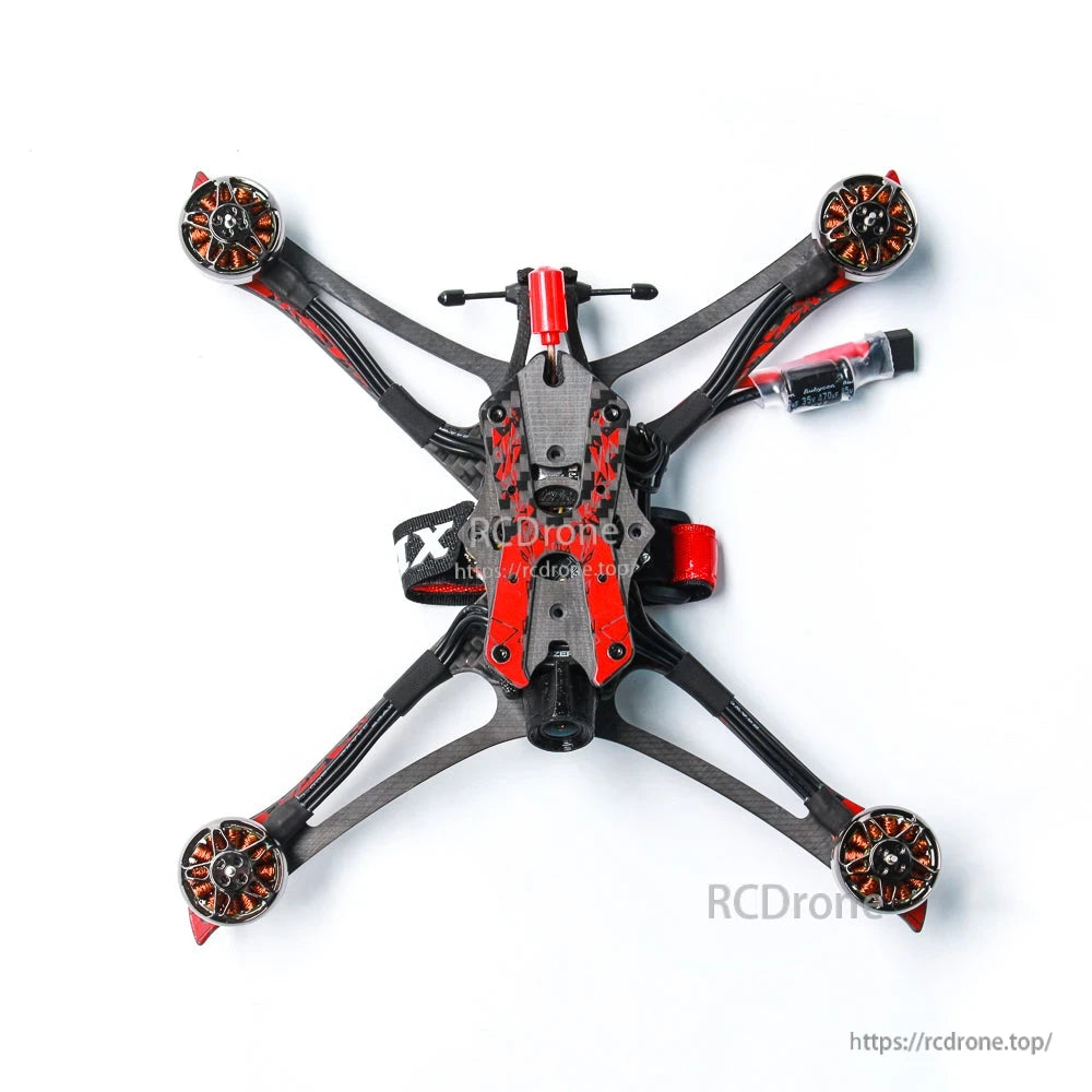 EMAX Hawk Apex 5-Inch FPV drone without propellers, top-down view of frame and motors