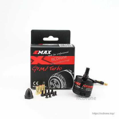 EMAX Grand Turbo box with MT2213 935KV brushless motor and included screws, gold bullet connectors