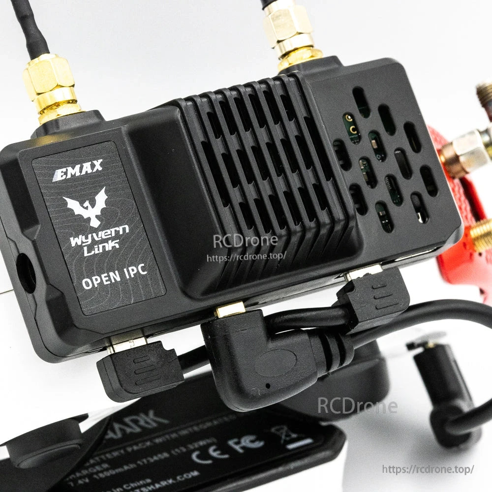 Close-up of VRX on goggles mount showing heatsink vents and side panel cutouts