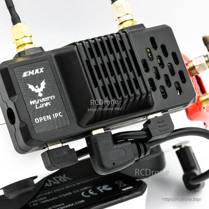 Close-up of VRX on goggles mount showing heatsink vents and side panel cutouts