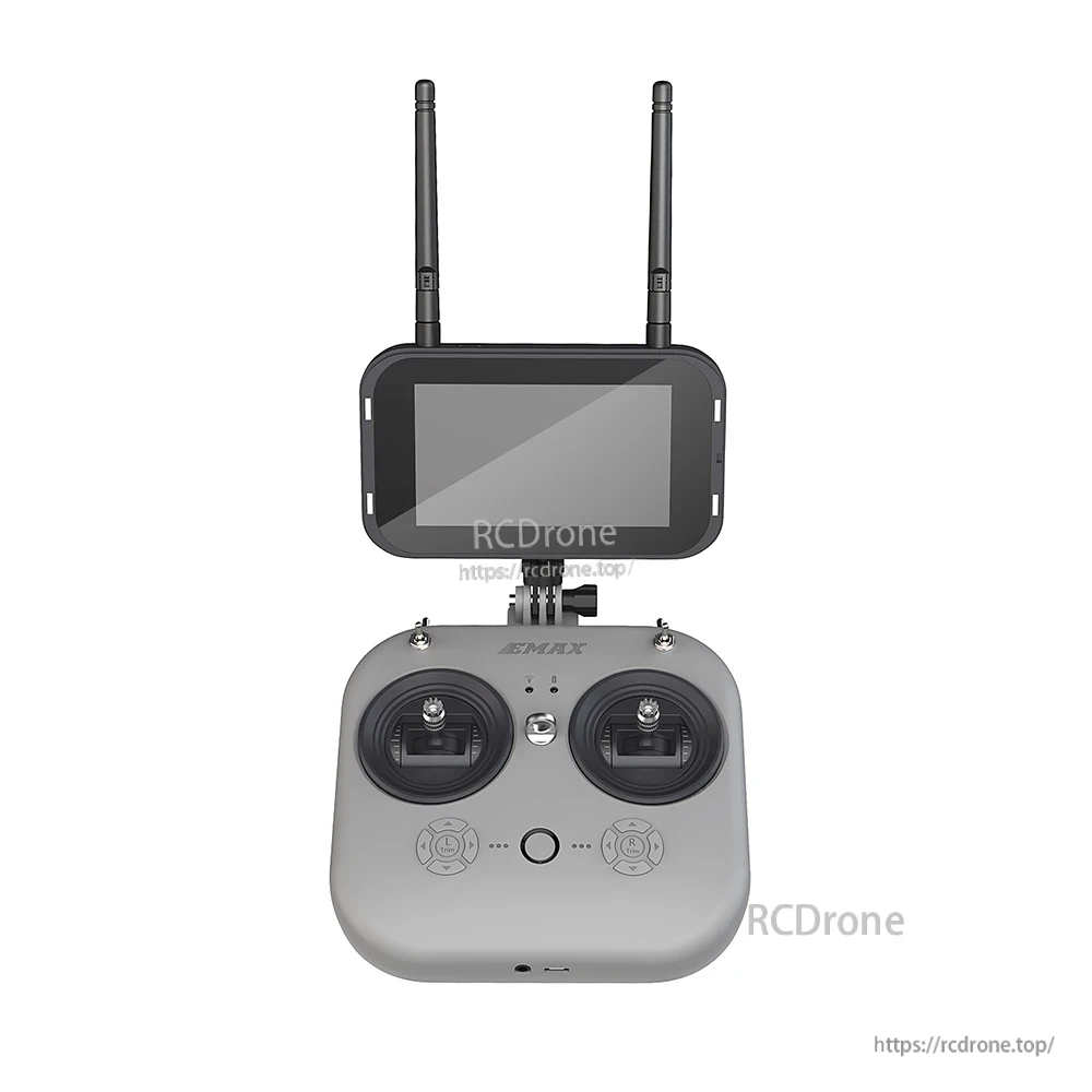 FPV screen monitor with dual antennas shown front-on, lower portion obscured