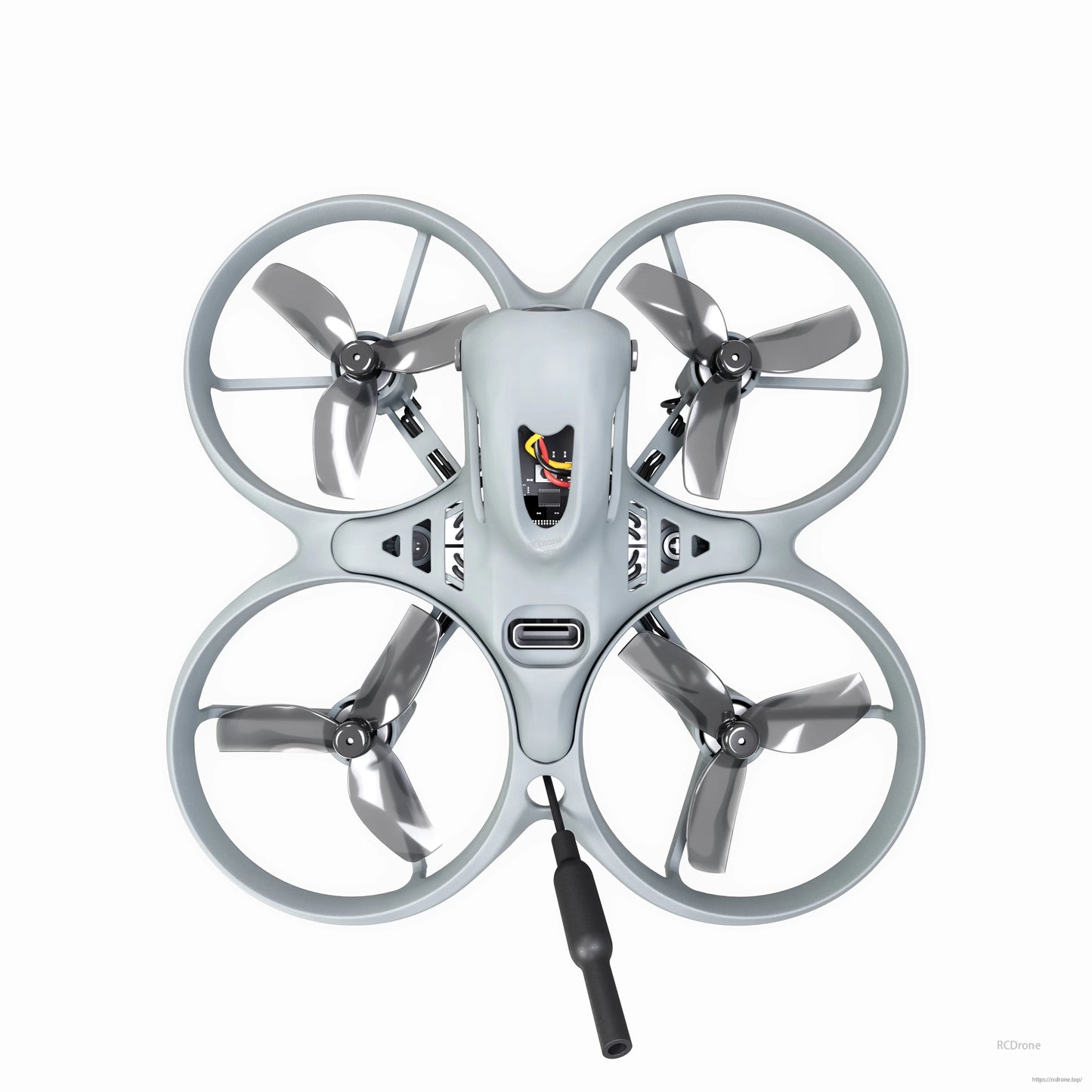 Top-down view of EMAX Tinyhawk Lite RTF FPV micro quad showing frame, props, and antenna