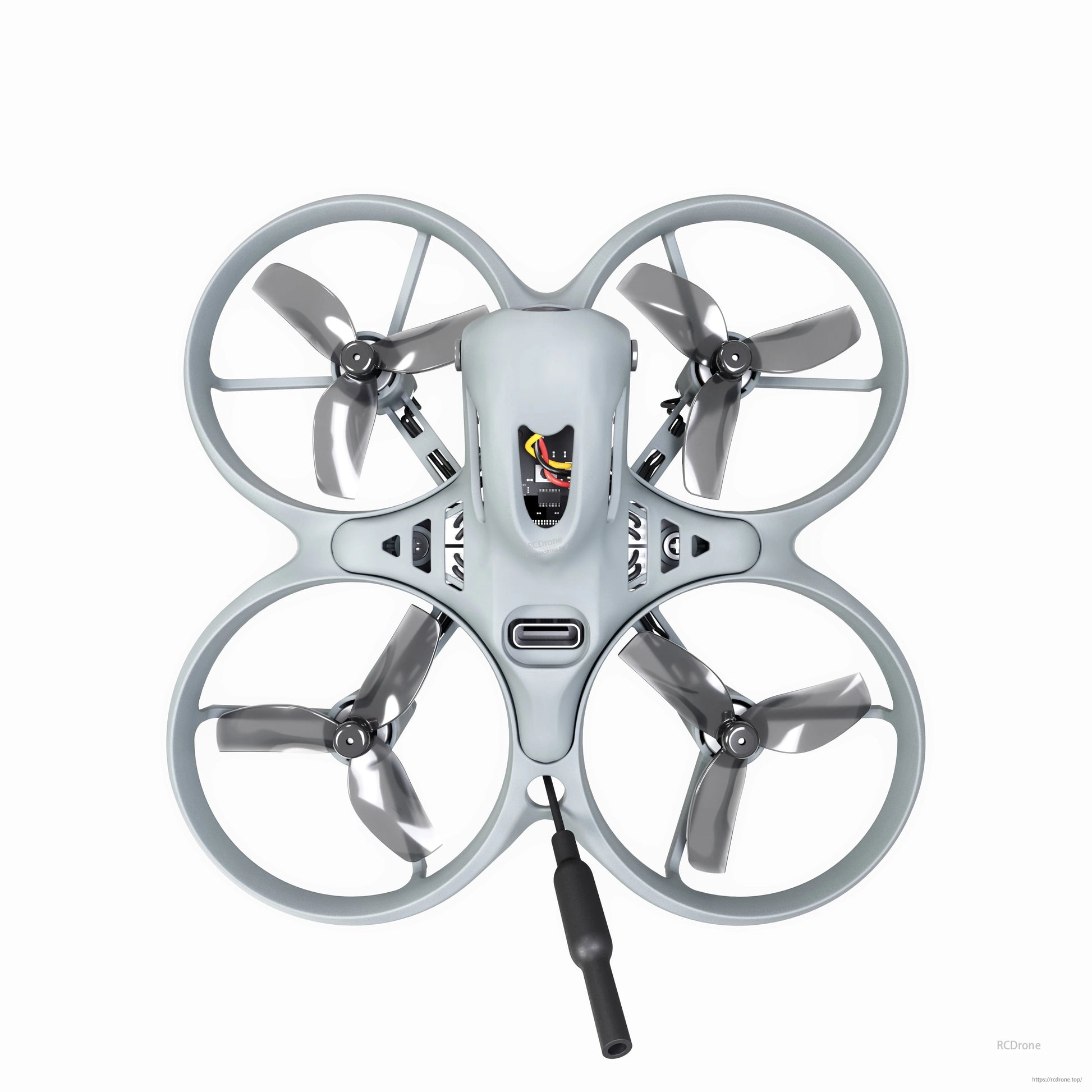 Top-down view of EMAX Tinyhawk Lite RTF FPV micro quad showing frame, props, and antenna