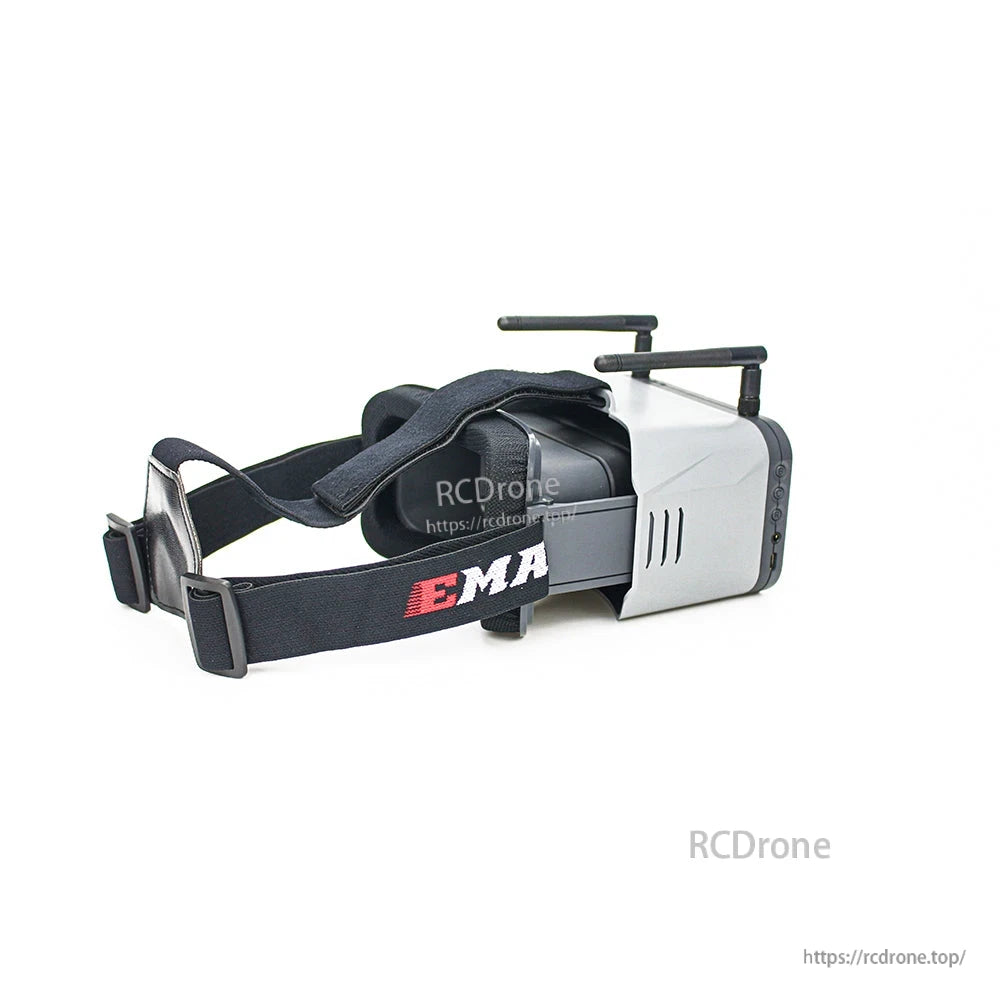 Rear angled view of Transporter 2 goggles showing adjustable head straps and antenna mounts