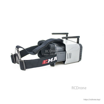 Rear angled view of Transporter 2 goggles showing adjustable head straps and antenna mounts