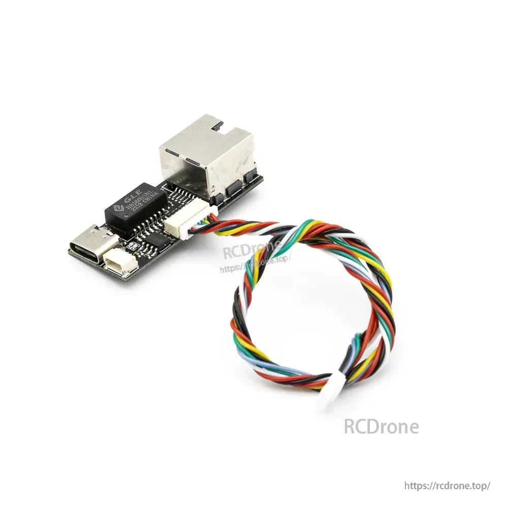 Interface board with USB‑C port and RJ45-style connector, includes multicolor wiring harness